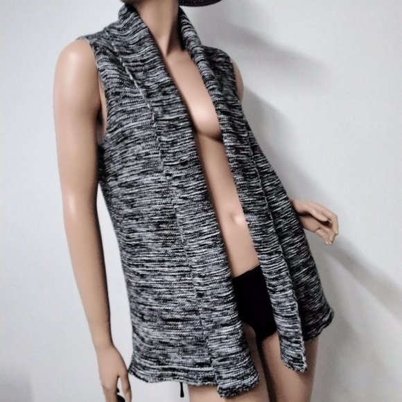 NEW Gap Black White Gray Marbled Top Open Front Cardigan Sweater Size M Medium - Picture 6 of 14